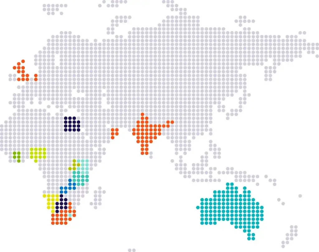Map of FinMio and Andile's footprint across 16 countries in EMEA and APAC